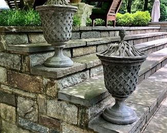 $75 Pair of planters for annuals (not concrete) with tops 28"H