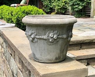 $75 Cement planter 12"H, 14.5"D