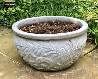 $180  Pair of cement planters 11.5"H, 21.5"D