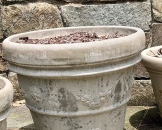 $195 Cement planter 21"H, 24.5"D