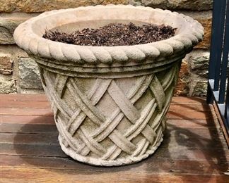 $125 basket weave pattern planter 15"H, 21"D