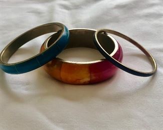 $50 Set of 3 enameled bracelets. Largest bracelet marked Gara Danielle 