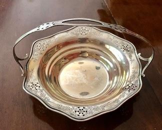 $75 sterling reticulated dish with handle 6.5"D