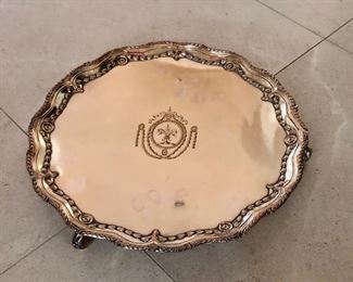 $125 footed silver plate serving tray 13.25"D