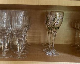$30/stem Old Galway star cut base white wine glasses. 12 available.