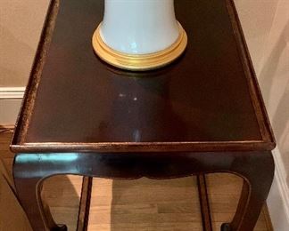 Detail: Brown lacquered asian inspired side table