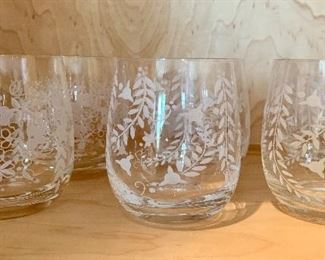 $100 Set of 6 etched glass tumblers