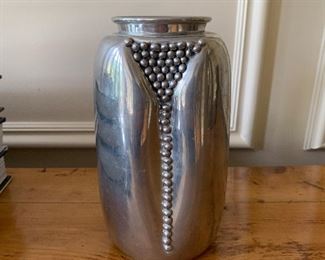 $75 Modernist Pewter Vase by Leon Fontier (Signed) 7.75"H