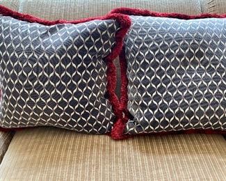 $120 for pair down filled, 22" square pillows with fringe