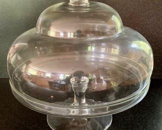 $30 Round bubble domed lidded cake plate.