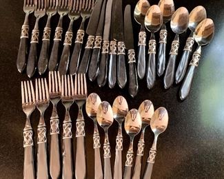 $300  (6) Five Piece place settings.  Vietri/Bugatti stainless steel.  