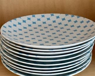 $80 Crate & Barrel Blue luncheon plates.  Set of 10.