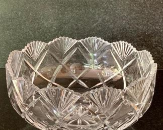 $65 Vintage cut glass scalloped edged bowl.