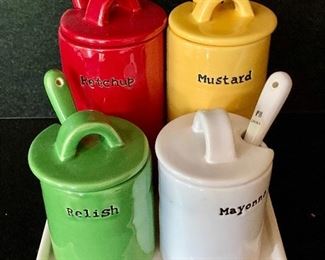 $30 Pottery Barn ceramic condiment set