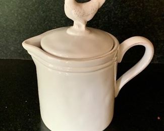 $20 White ceramic creamer with rooster lid.