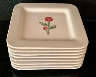 $20 Set of 8 ceramic square floral plates by TAG