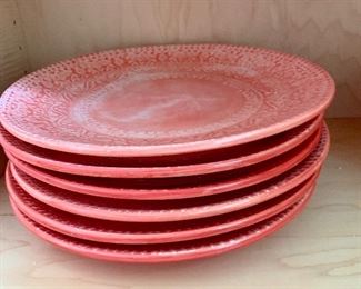 $60/6 orange Crate and Barrel festive plates.  Made in Italy.  12" diameter.