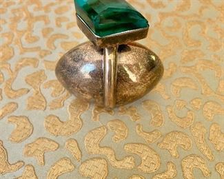 $120 jewel, screw top perfume bottle 3"H x 2.5"W
