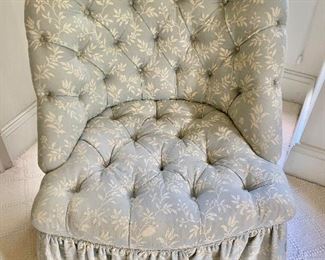 $350 custom ladies tufted slipper chair 35"H x 30"D X 29"W