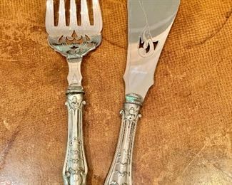 $120 serving fork 10"L, knife 13.25"L