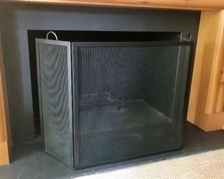 $150 Black mesh tri-fold fireplace screen with handles. 30"H x 54"W (middle section 30"W)