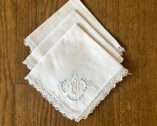 $15 Three embroidered table napkins