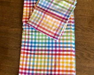 $32 Crate and Barrel rectangular table cloth and four matching napkins