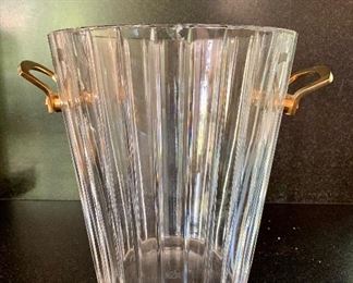 $225 Baccarat Harmonie ice bucket with brass handles.  As is.