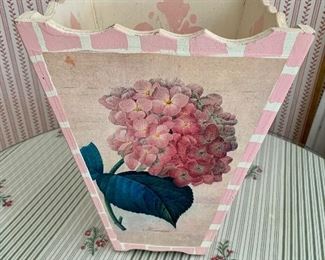 $45 painted wood waste basket 11.5"H x 8.5" square opening