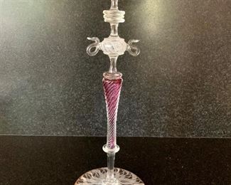 $195 Ventian glass candy plate with gold rim.  Approx 12 in high