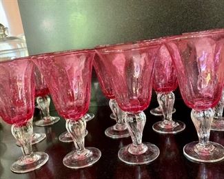 $240 Set of 12 Biot (France)  Goblets. Each approx 7.5" H.