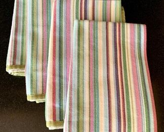 $12 Set of 4 velvet trimmed multi colored striped napkins