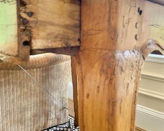 Detail: Antique pine french country single drawer side table 