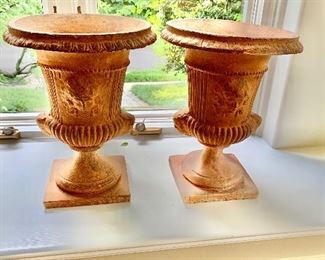 $700 for pair of 18th century French directoire terra cotta urn 15.25"H