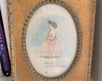 $75 PAIR: Sweet prints of children in gold tone frames One of Two Framed 8.75"H x 6.75"W