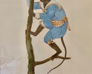Detail:  Custom framed and matted monkey print