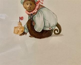 Detail: Custom framed and matted monkey print