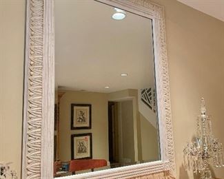 $695 Beveled painted wood mirror with acanthus leaves 50"H x 40"W 