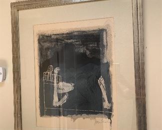 $575 Ben Shahn original signed color lithograph.  Framed and matted.  27"w x 32"h. 