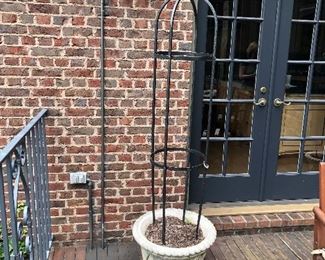 $395 Concrete planter with metal trellis