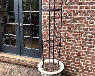 $395 Concrete planter with metal trellis