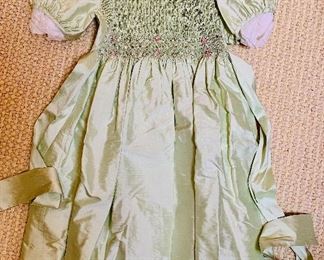$120 Isabel Garreton smocked silk child's dress.  Size 8.
