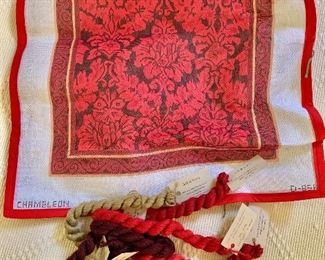 $85 "Chameleon" Needlepoint pillow canvas and thread selection.