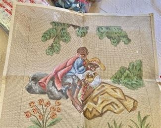 $65 Unworked monkey motif needlepoint canvas