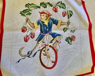 $65 Unworked monkey motif needlepoint canvas 