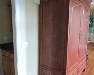 Armoire  fitted for entertainment over sized  8 foot high, 58inches wide by 29 inches deep 58 