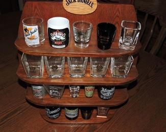 Jack Daniels Barrel end display with shot glasses