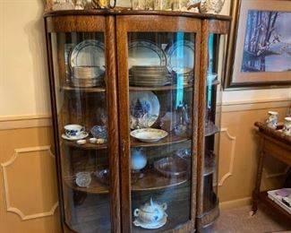 Oak Round Glass Cabinet