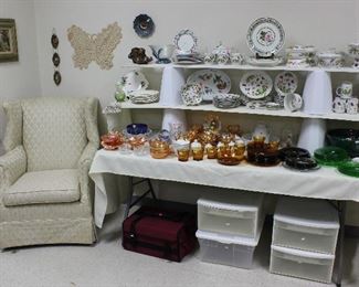 Beautiful carnival glass and China