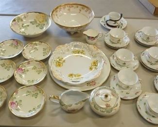 1052	ASSORTED CHINA LOT, H & CO CUPS & SAUCERS, BAVARIAN BERRY SET, LIMOGES FOOTED BOWL, ETC
